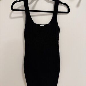 Princess Polly Gracie Ribbed Knit Mini Dress – Black (XS/S)